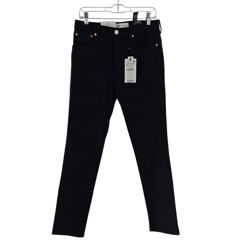 Zara Womens Black Jeans The 90's Full Length High Waist Hem Denim Sz 10 NWT